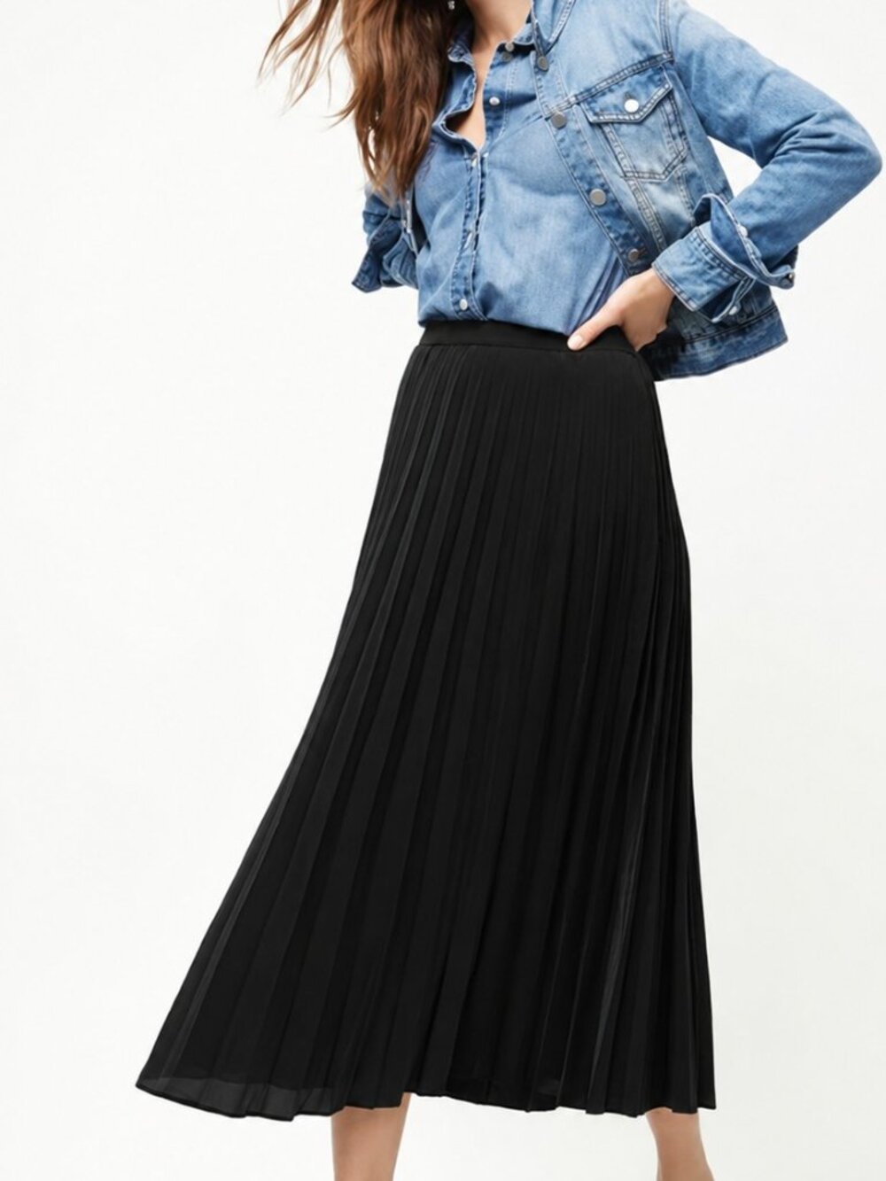 J. Crew Pleated Satin Midi Skirt Black Preppy Classic A-Line Size 16 Work NWT